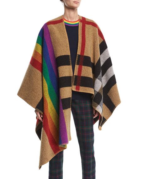 Burberry Mega Rainbow Check Cape 